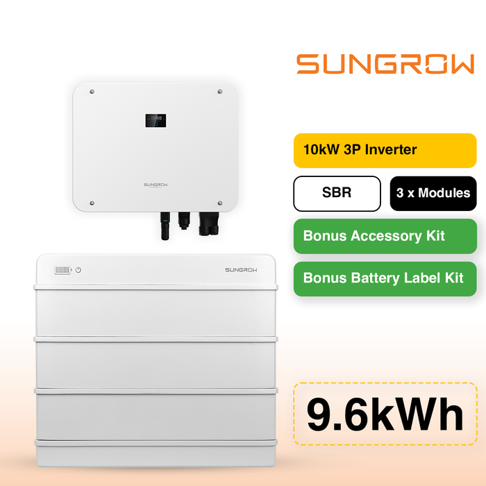 Sungrow SBR 9.6kWh Bundle w/ 10kW Three Phase Inverter (SH10T)