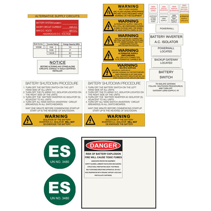 Tesla Powerwall 3 Battery Label Kit