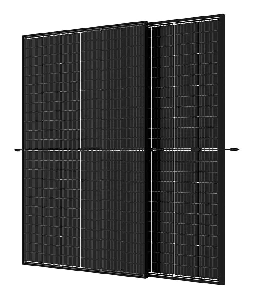 Trina Vertex S+ TSM-440NEG9RC.27 bifacial dual glass solar panel, front and rear view